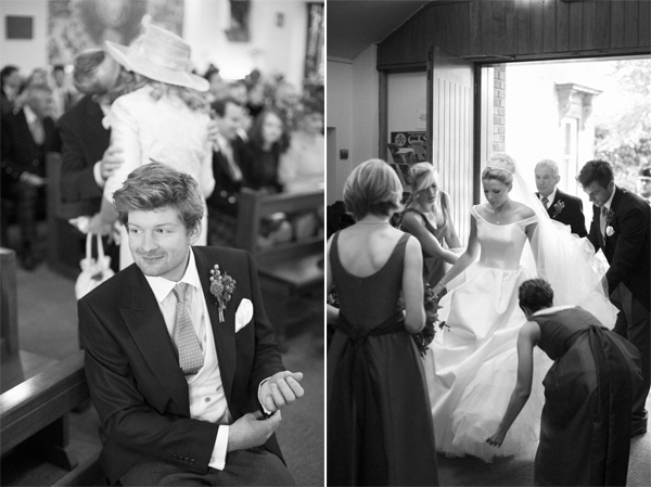 groom waiting at the church bride in the church