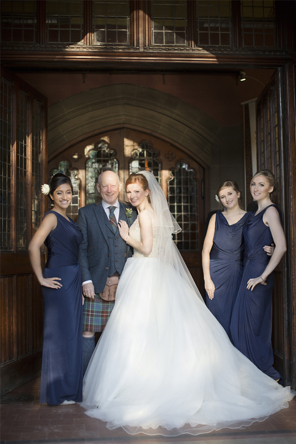 bride and bridesmates before church ceremony in glasgow
