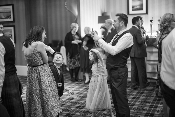 wedding guests having fun
