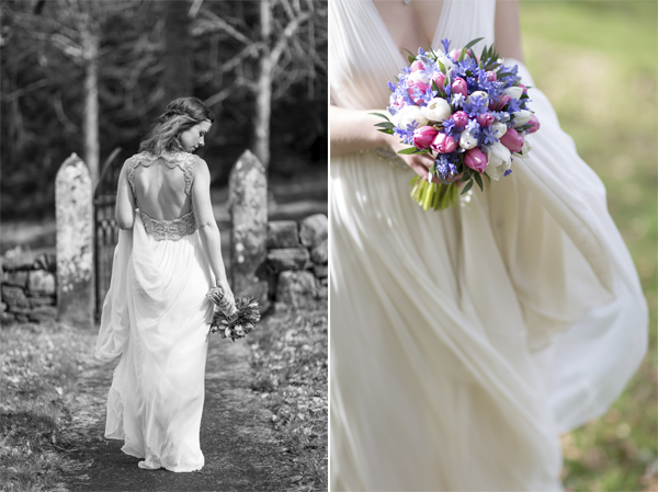 wedding photos Blairquhan Castle flowers and back of the dress
