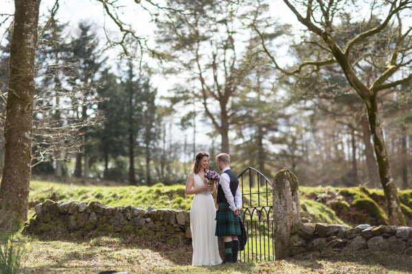 newlyweds together in the garden