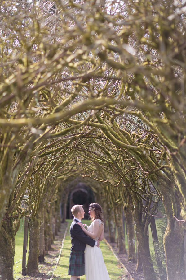 tree tunnel at Blairquhan Castle bride and groom session