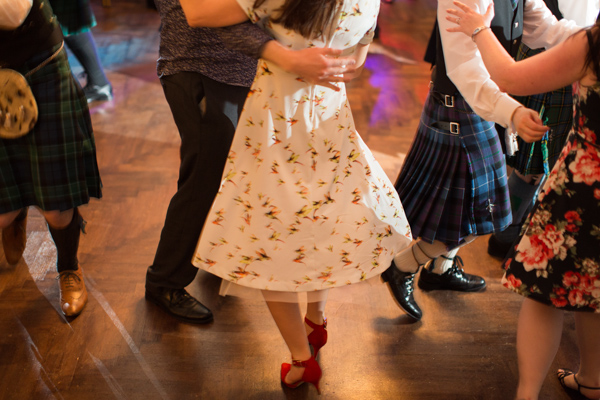 guests dancing at a scottish wedding