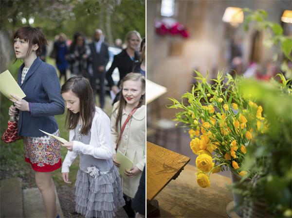 wedding guests arriving and wedding flowers near edinburgh 