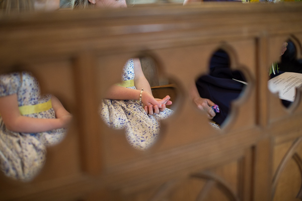 funny flower girls photo during ceremony
