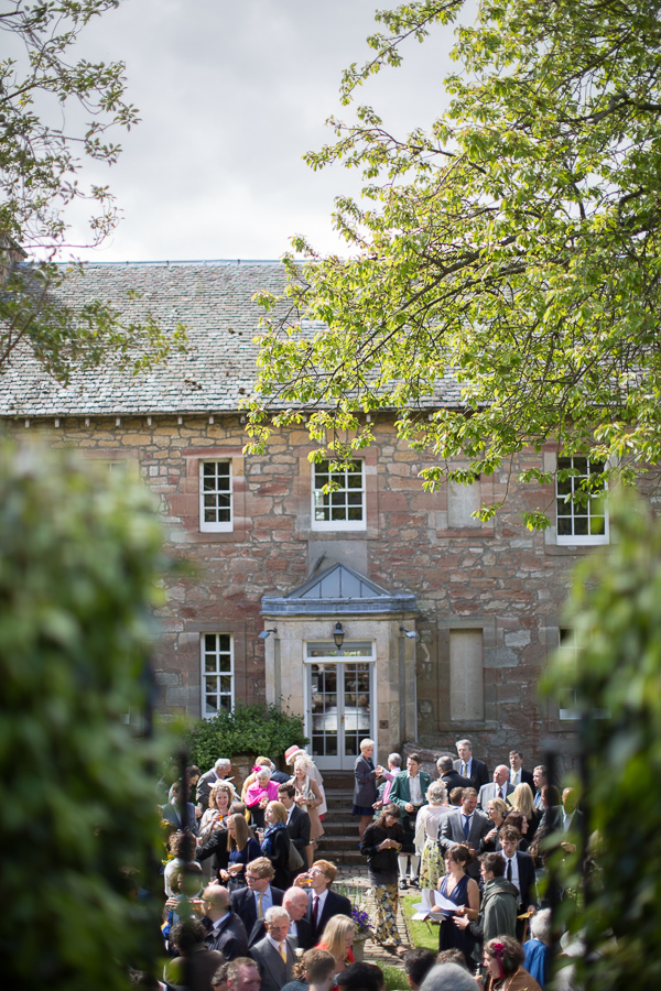 guests at wedding reception outsdie edinburgh