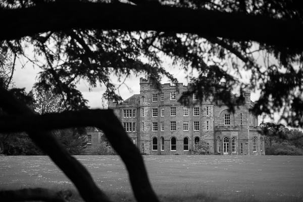 Oxenfoord Castle Wedding photos view from distance