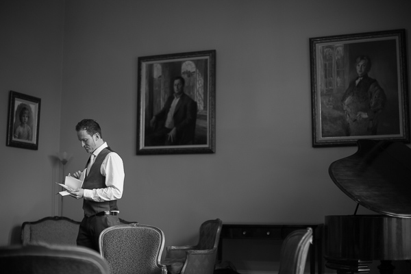 best man preparing his speech inside oxenford castle 