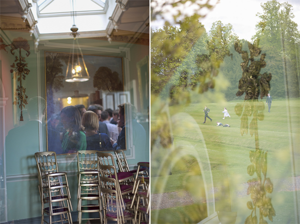 guests inside and outside oxenford castle during wedding reception