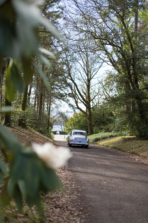 wedding car driving to boturich castle 