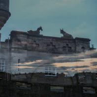 oxenford castle near edinburg collage with clouds from wedding