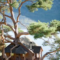 tree house on loch goil scotland mountains architecture photography