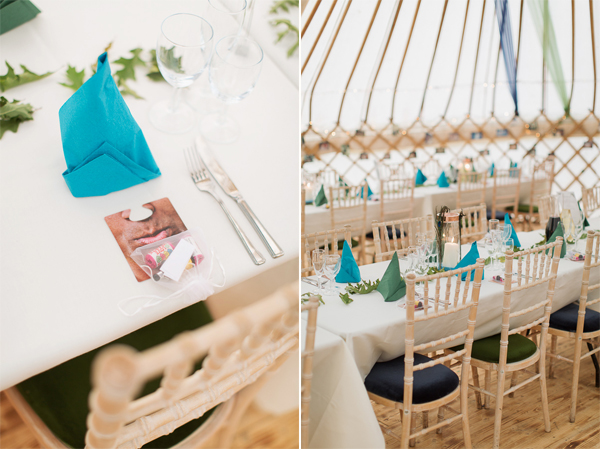 table details and inside wedding tipi tent