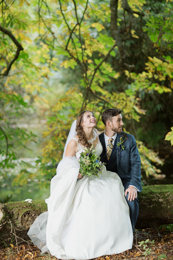 married couple in a forest during wedding photo session with fotogenic of scotland