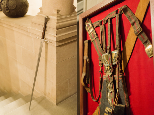interior details at ardinglas, sword and armor