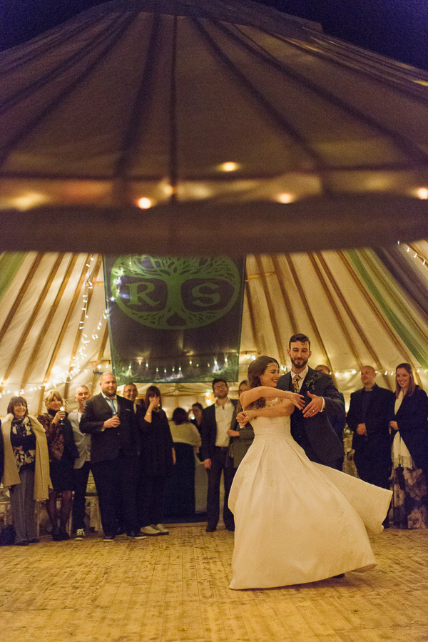 first dance at tipi tent in scotland wedding venue