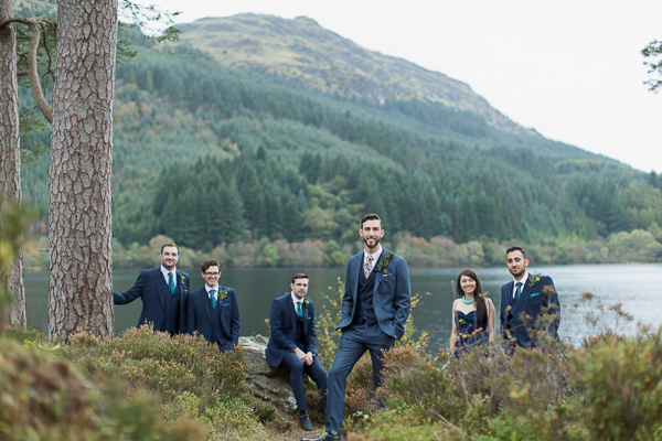 grooms party in scotand loch eck ceremony
