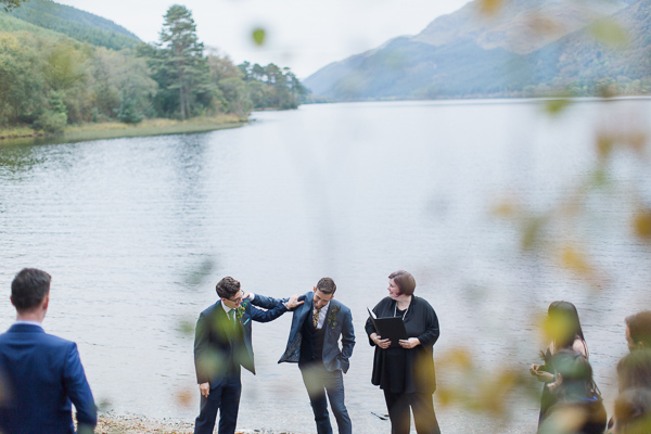 groom and best man at outdoor ceremony in scotland