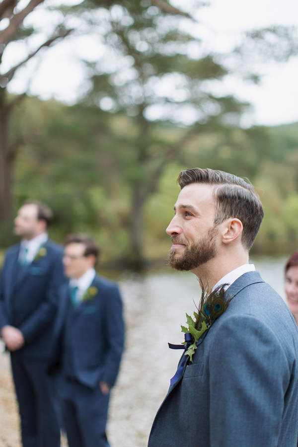 groom emotional seeing bride walking down outdoors
