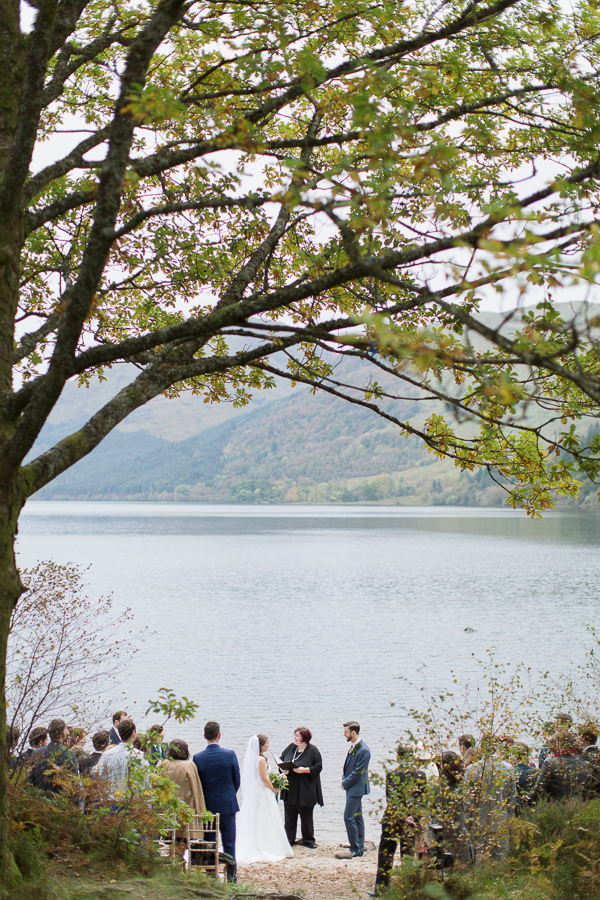 lovely outdoors ceremony at loch eck with view