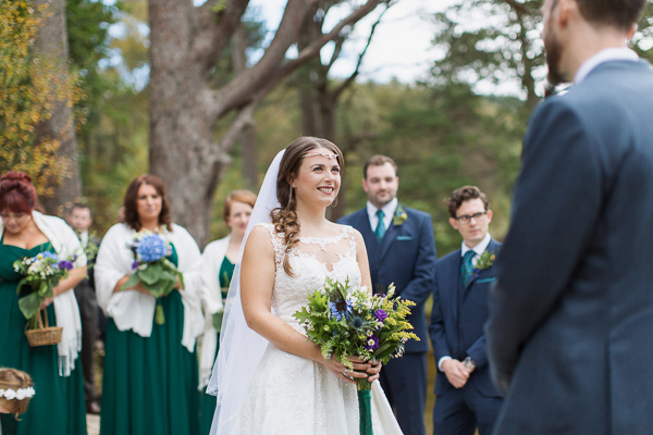 bride and groom looking at each other at ceremony