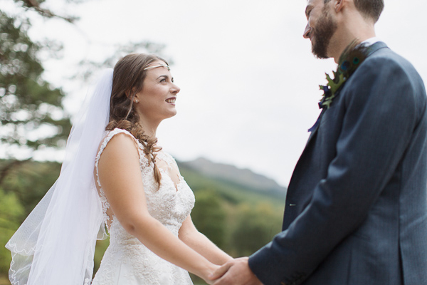 bride looking at groom during ceremony