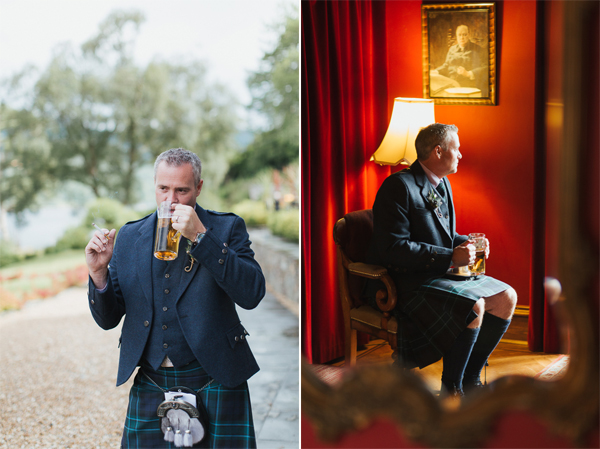 groom drinking beer