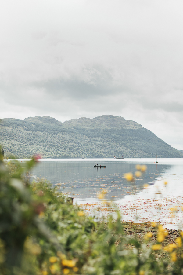 Loch Goil Wedding photographer boat and mountains view