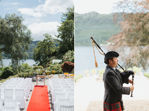 ceremony setup and scottish piper