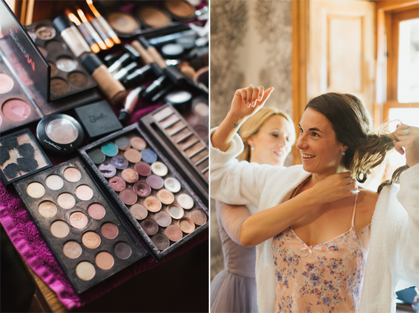 make up and bridesmates at The Lodge on Loch Goil Wedding