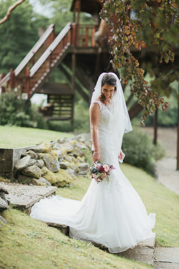 bride in the garden of at the lodge on loch goil