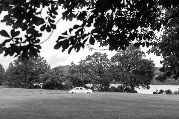 wedding car arriving at cameron house scottish wedding venue on loch lomond