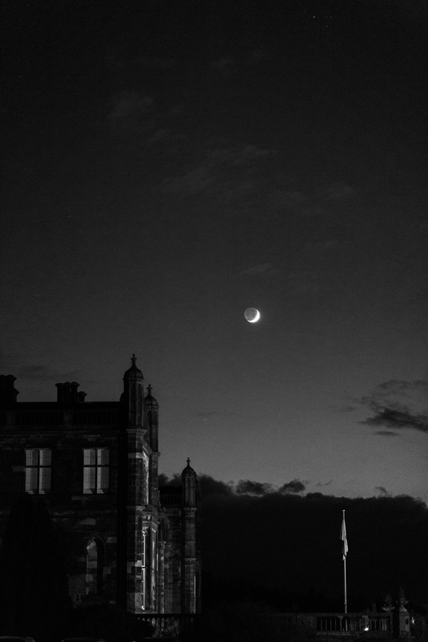 mar hall at night during the wedding scotland 