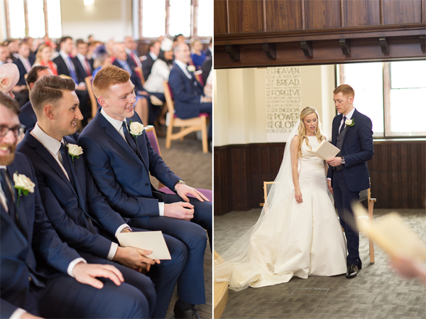 bride and groom singing during the wedding mass scotland 
