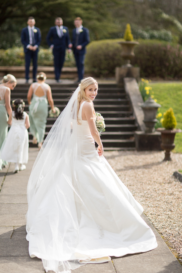 bride shot outside of wedding venue mar hall scotland
