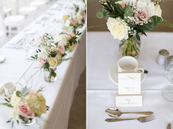 table decorations at the scottish wedding mar hall 