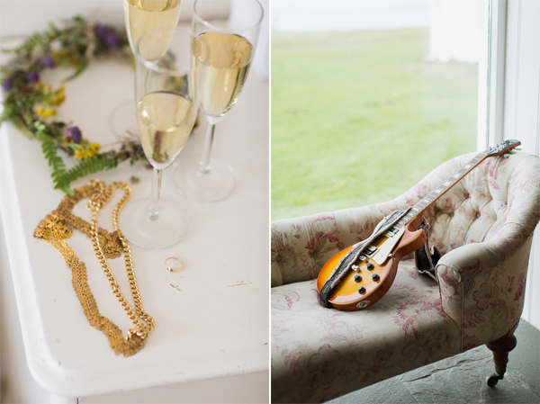 wedding jewelery champaign and guitar
