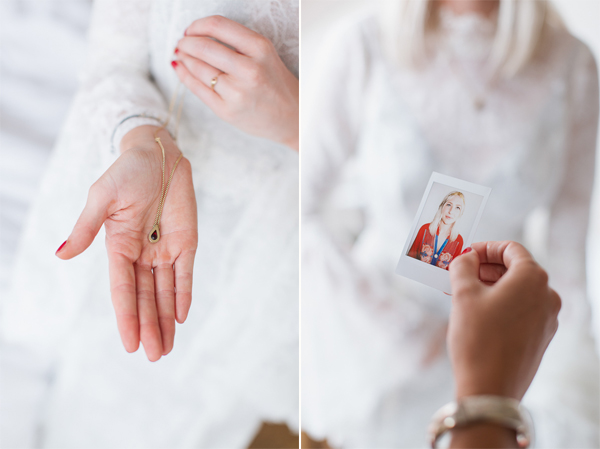 wedding neckles and polariod photo