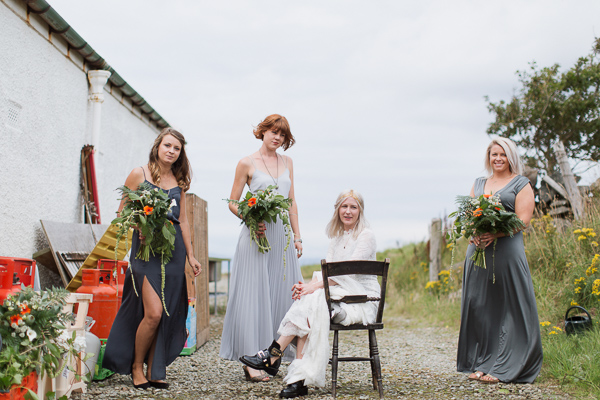 bride and bridesmates just before ceremony