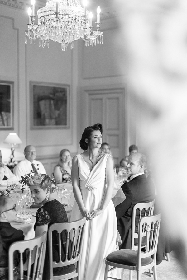 bride listening to piper