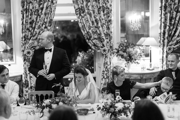 groom giving a speech at wedding dundas castle