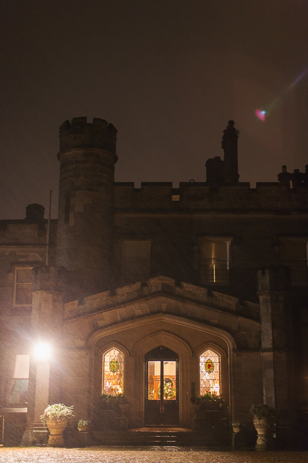 evening dundas castle in rain