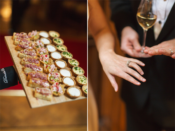 canapies and bride showing her ring
