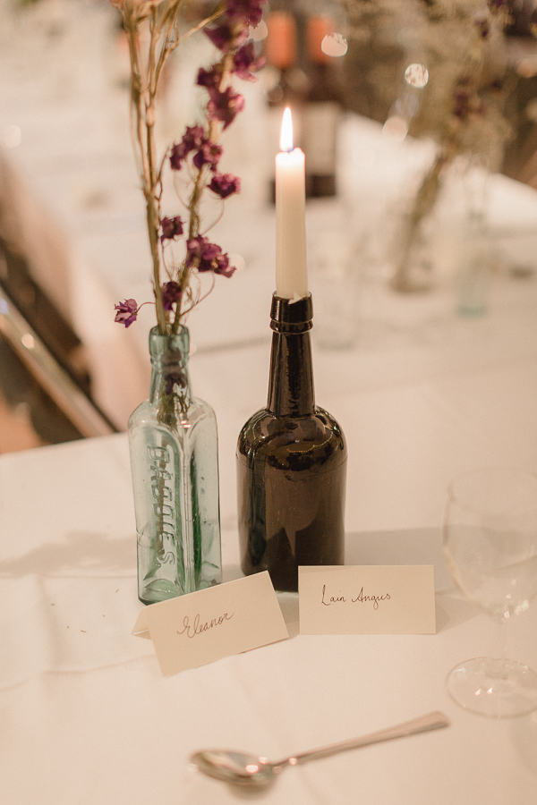 name tags and candles, simple diy wedding decorations