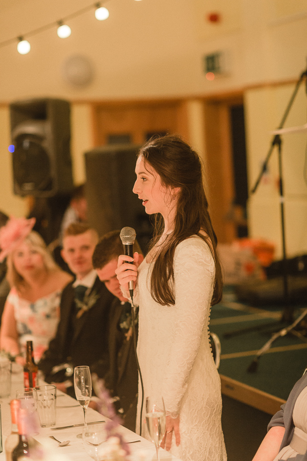 bride giving a wedding speech