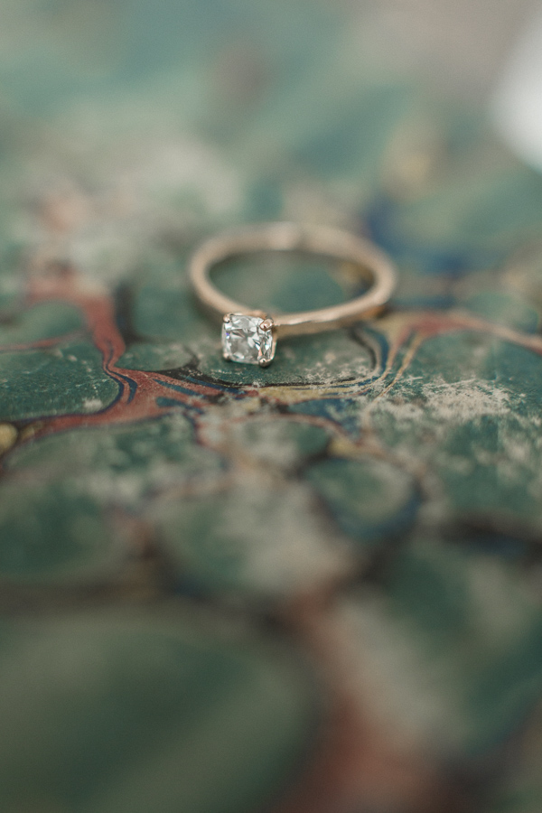 engagament ring on a book