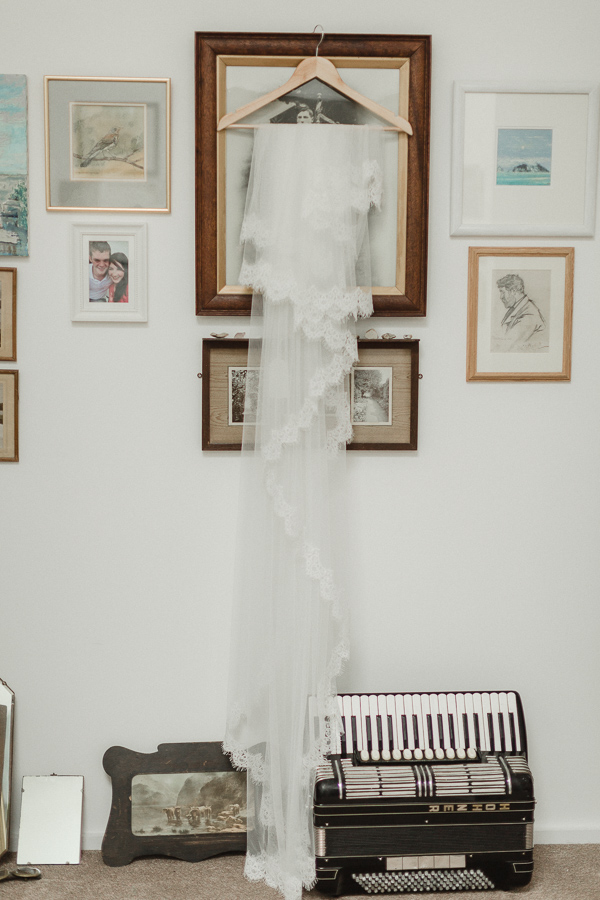 wedding veil hanging