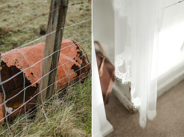 wedding dress and steel abrrel collage
