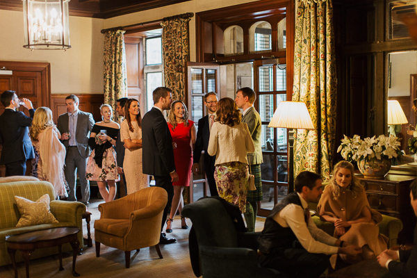 wedding guests chatting at cromlix house 