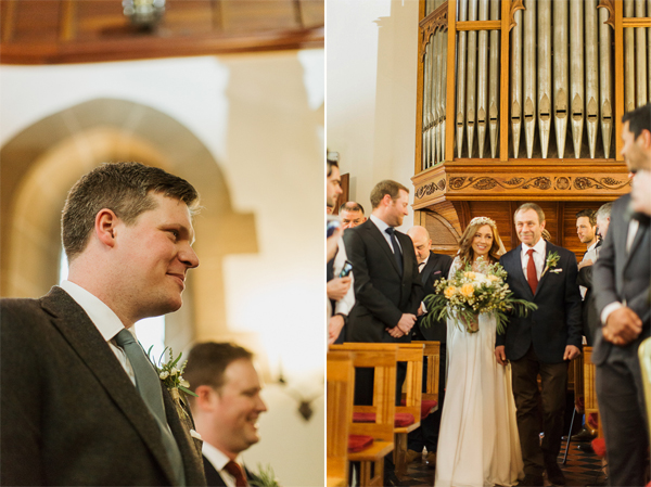bride walking with her dad on the aisle cromlix chapel